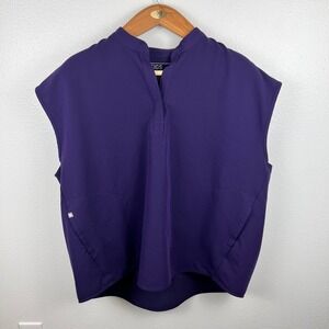 FIGS Rafaela Oversized Scrub Top Purple Size XXL Single Button Collar Comfort